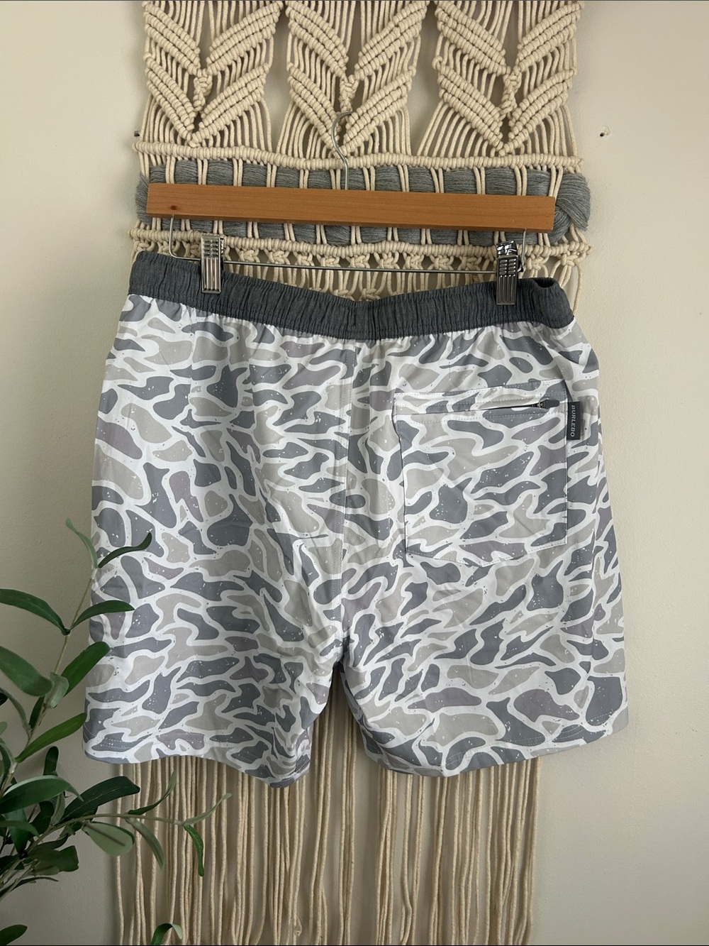 BURLEBO Gray and White Camo Swim/Active Shorts - Picture 5 of 10